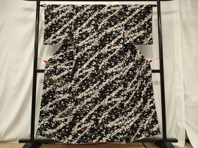 平和屋着物○江戸小紋 作家物 極小鮫小紋柄 黒地 正絹 逸品 AABA4511np