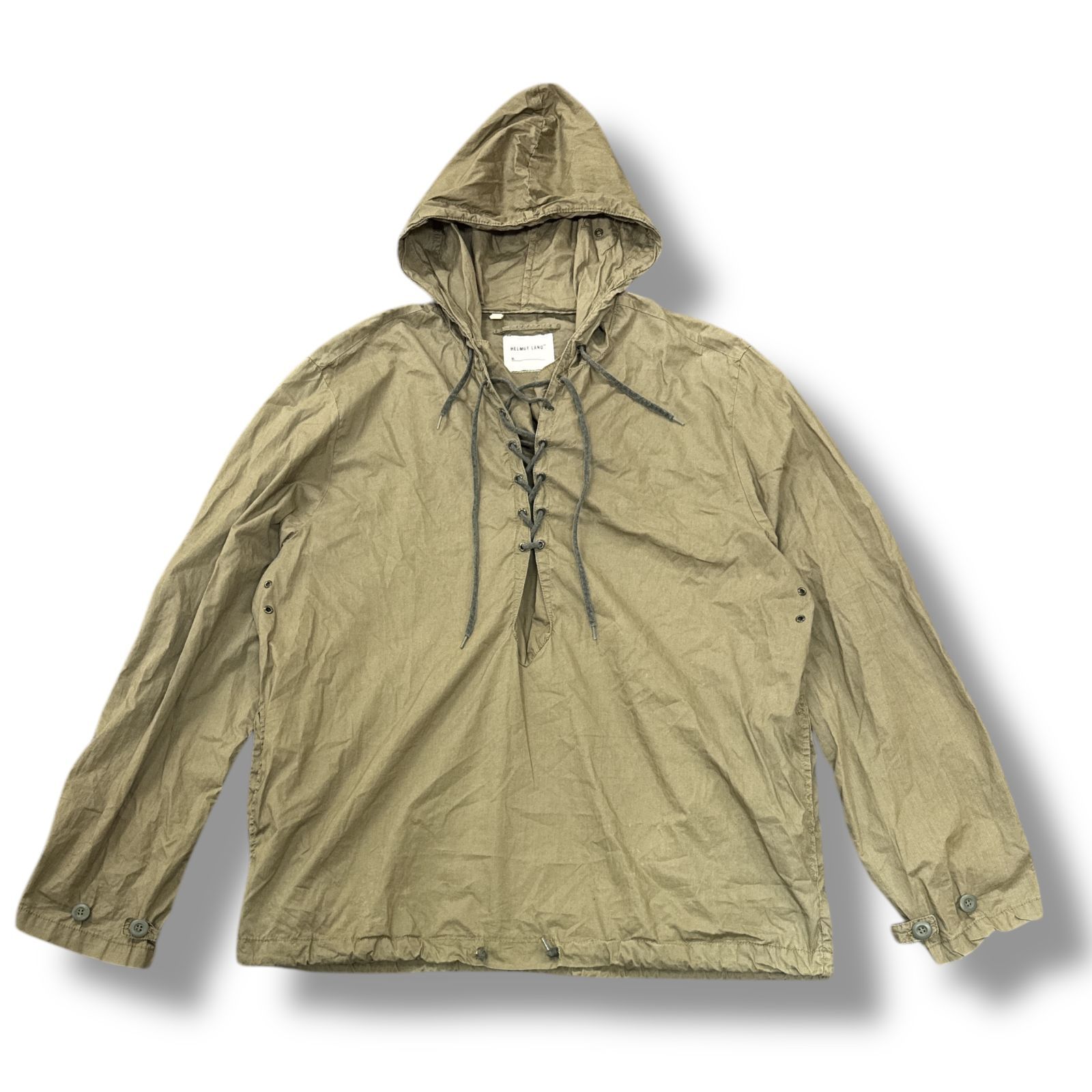 HELMUT LANG ミリタリーアノラックパーカー レースアップフードシャツ