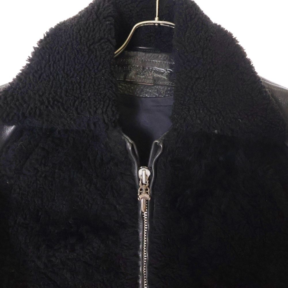 CHROME HEARTS (クロムハーツ) レザー切り替えボアジャケット
