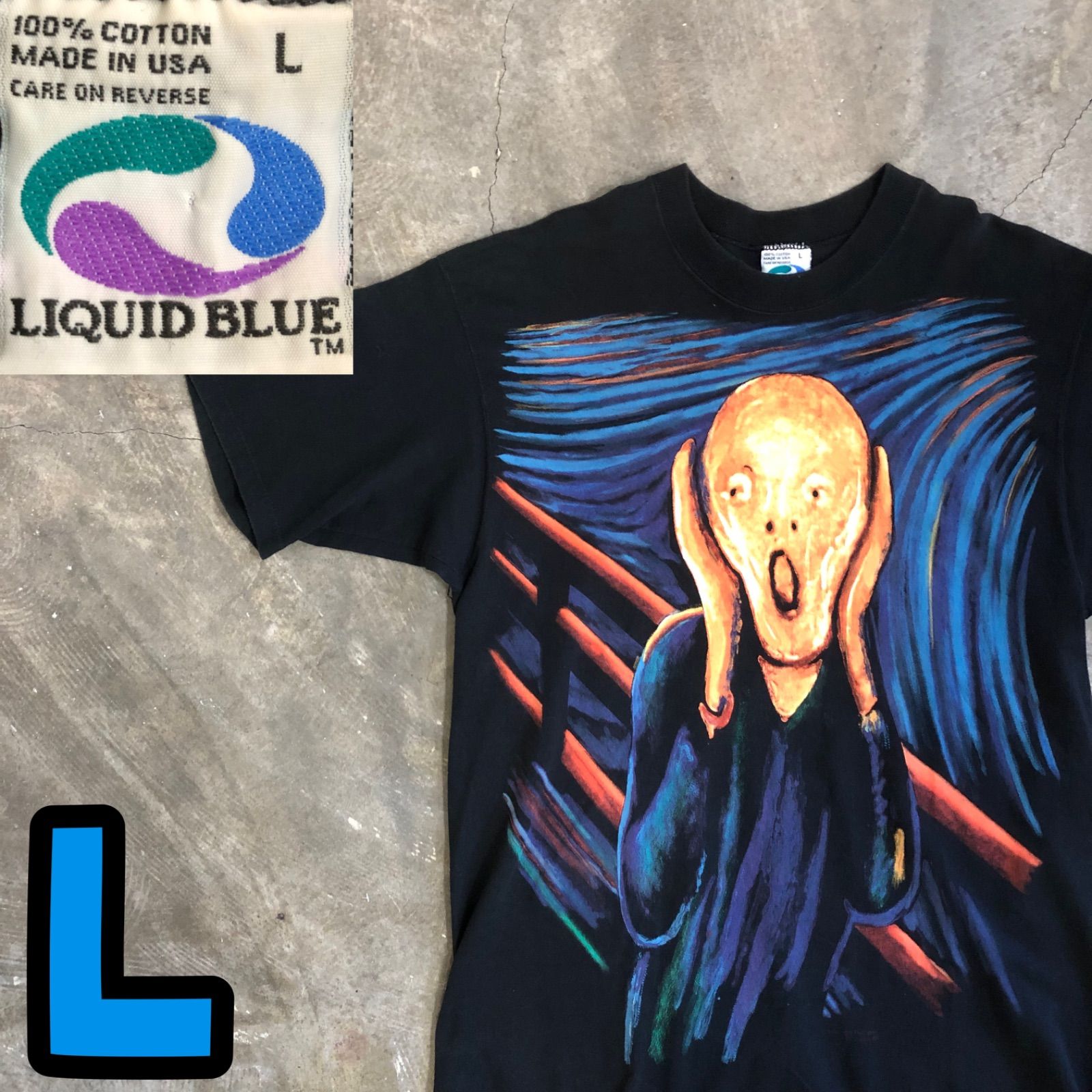 66T6127 LIQUID BLUE Tシャツ ムンク　叫び　USA製　古着 T6127 LIQUID BLUE Tシャツ ムンク 叫び USA製 古着 - メルカリ