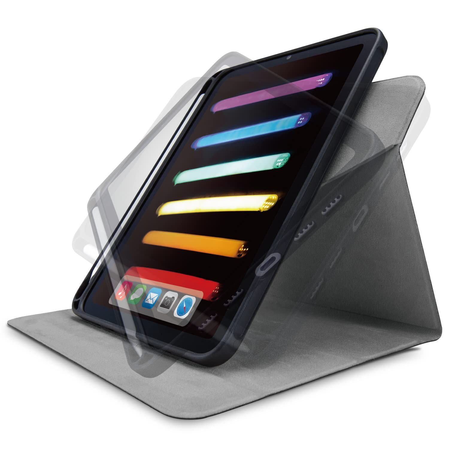 エレコム iPad mini6 第6世代 (2021年) ケース オートスリープ/ウェイク 360度回転 フリーアングル スタンド Apple Pencil収納 ブラック TB-A21SSA360BK