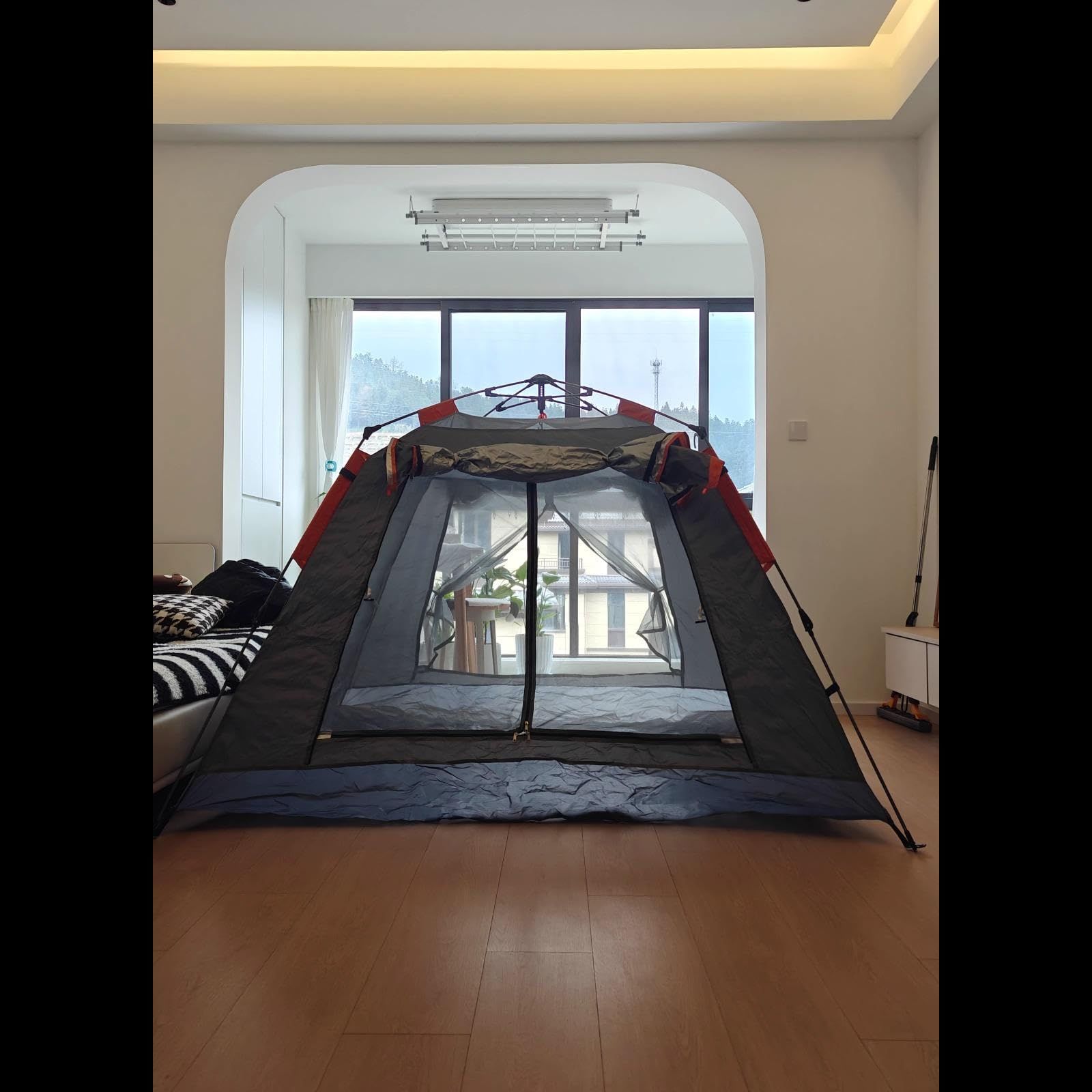 binoa テント ワンタッチテント 3～4人用 全景天窓 ダブルドア