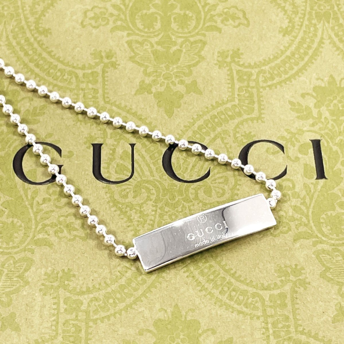 グッチ ロゴプレート ボールチェーン ネックレス チョーカー SV925