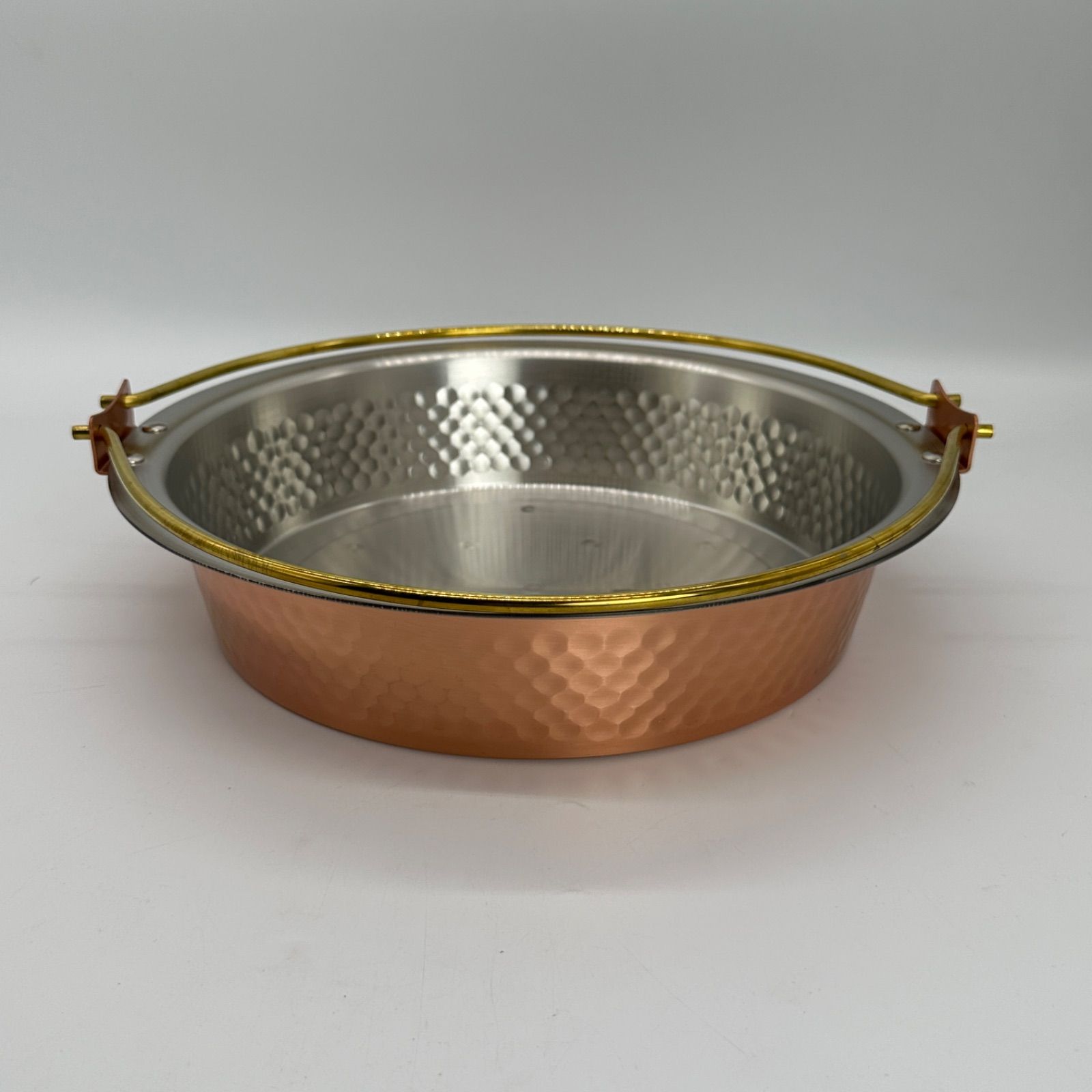 タイムセール】銅 純銅 鎚目入れ すき焼き鍋 鍋（ツル付）26cm S