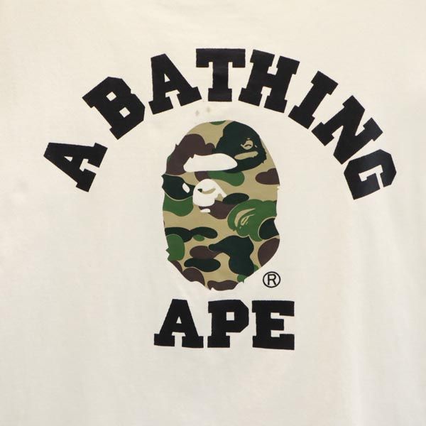 ベイプ プリント 半袖 Tシャツ XS ホワイト系 BAPE A BATHING APE ロゴ レディース 【中古】 【230706】 メール便可