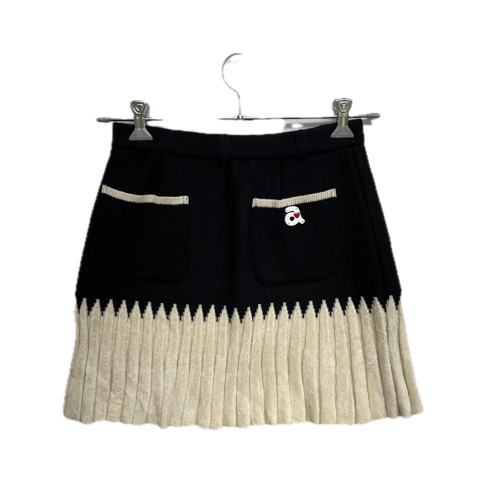 ♥品 レディース アルチビオ archivio スカート 38 M 黒×ベージュ ブラック ニット プリーツ ウエストゴム