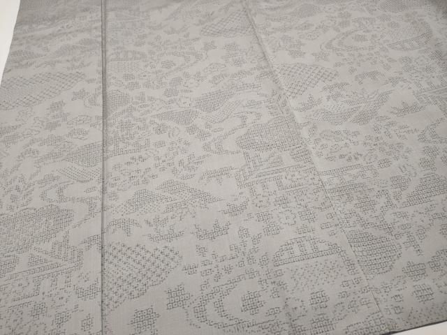 平和屋本店□極上 結城紬 おく玉 80亀甲 籬流水草花文 証紙付き さが美