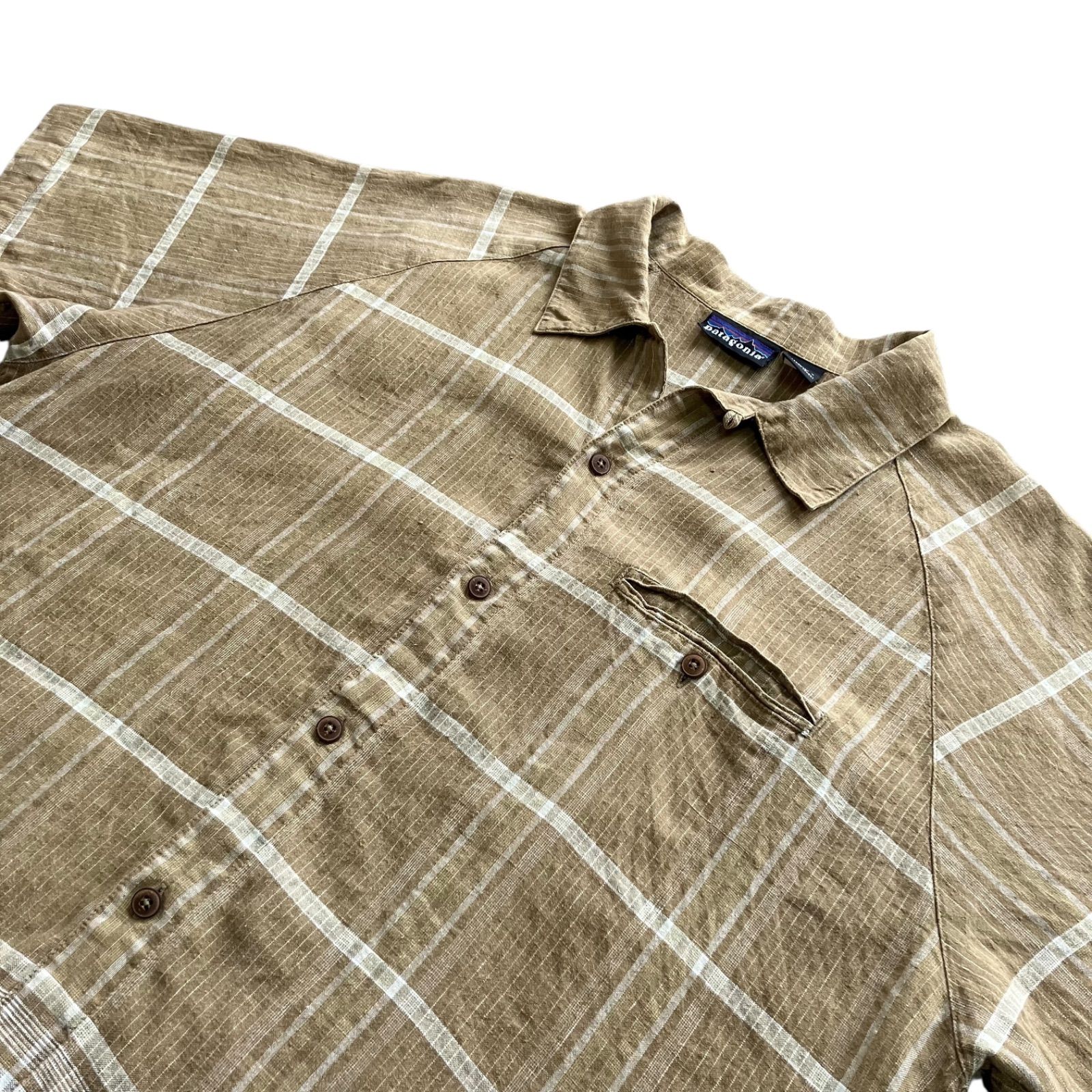 m*s様 00s Patagonia HEMP 開襟シャツ　オープンカラーシャツ 01年製 patagonia Hemp Open Collar S/S Shirt 灰ベージュ M 00s