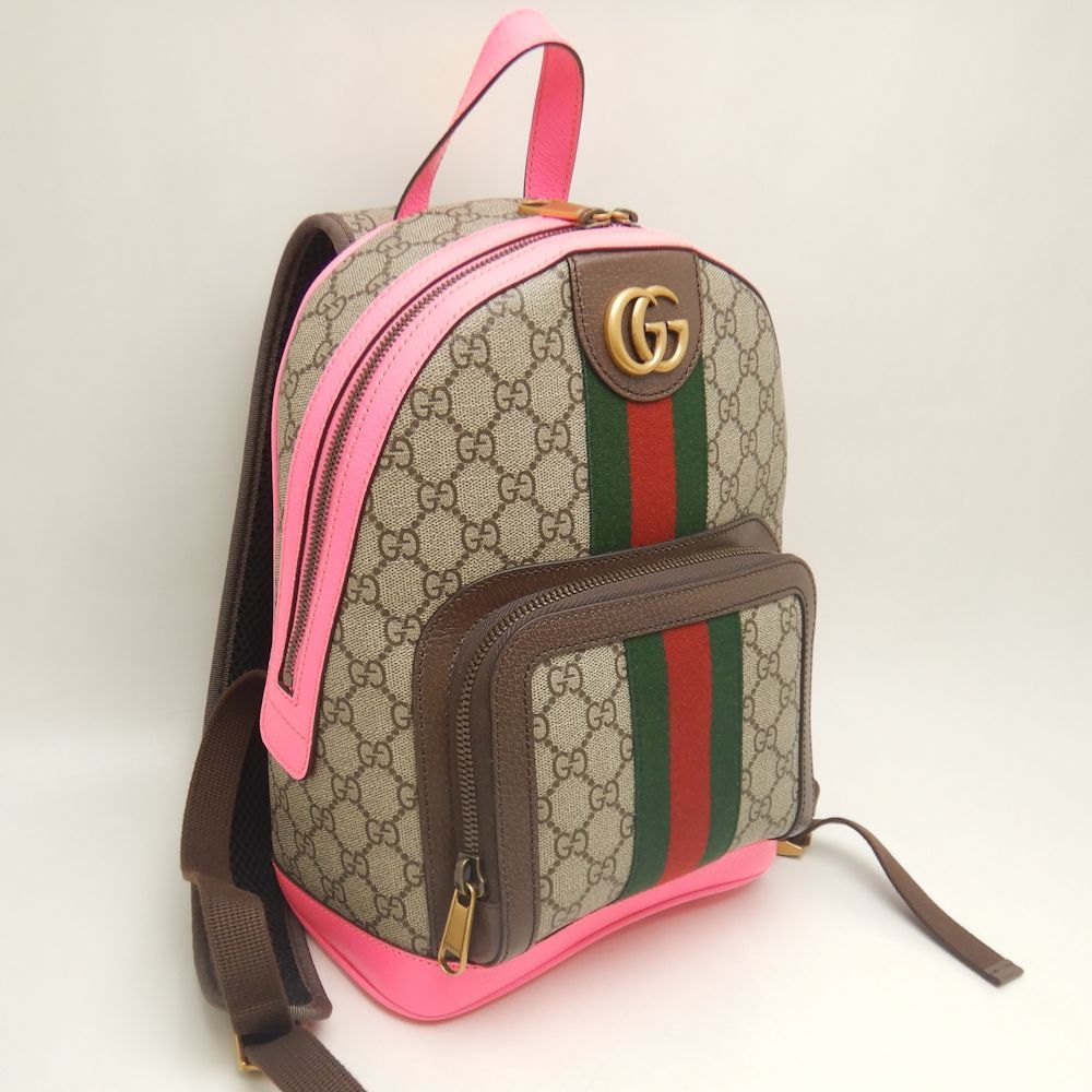 GUCCI グッチ オフィディア GGスモールバックパック 547965 リュック バックパック GGスプリームキャンバスxレザー ベージュ エボニー ネオンピンク レディース 253225