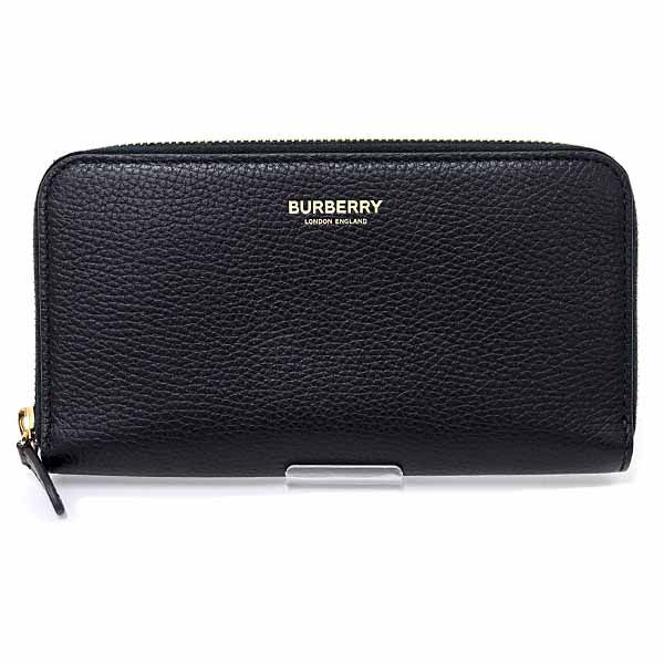 バーバリー BURBERRY ラウンドファスナー長財布 レザー 80840411 ブラック バーバリーチェック Sランク