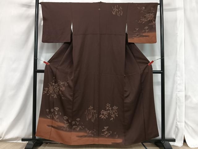 平和屋着物○訪問着 友禅 鴛鴦枝花文 シルエット 暈し染め 金彩