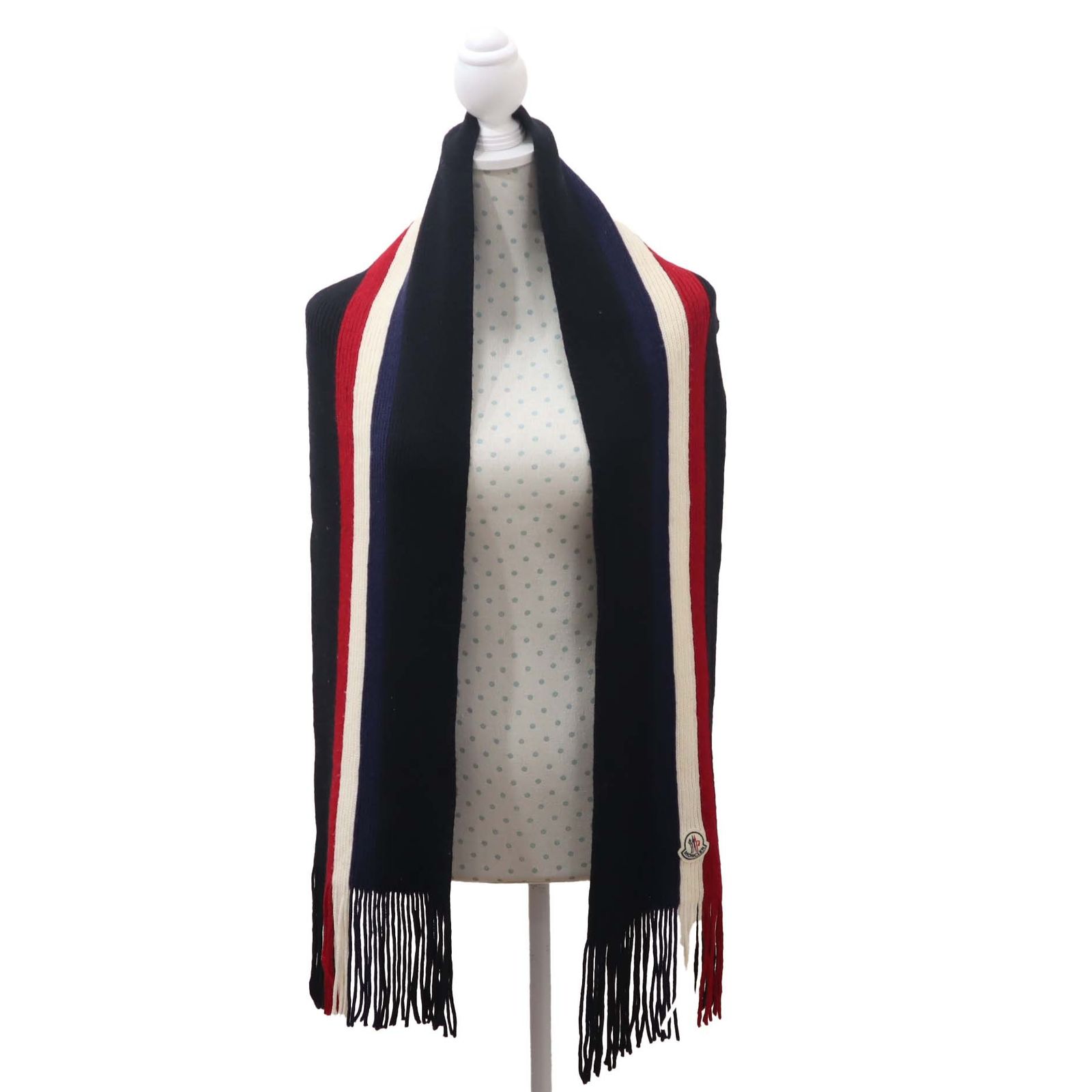 MONCLER フリンジマフラー MONCLERマフラー トリコロール ロゴ