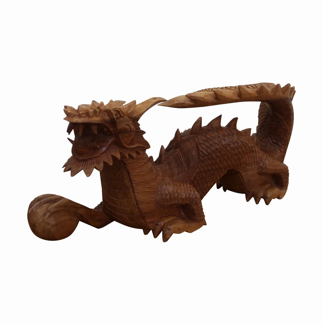 ドラゴンの木彫り 龍の木彫り スワール無垢材 左向き 50cm 竜の木彫り 
