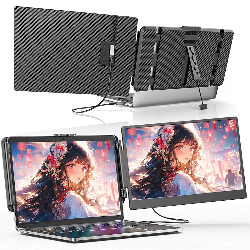 トリプルポータブルモニター、14インチポータブルラップトップ拡張