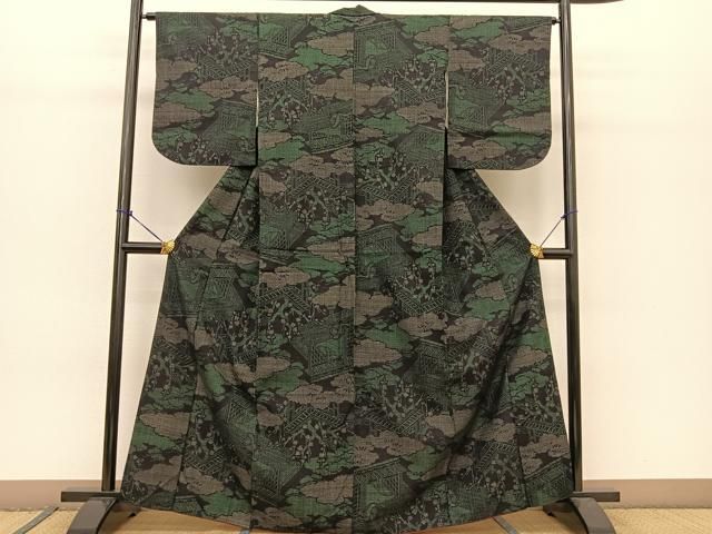 ［2267］本場結城紬 美品 重要無形文化財 80亀甲 正絹 着物 袷 楽天市場】＼半額／で買えます￥148500→74250 【中古】 美リペア 本場