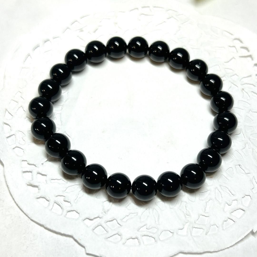 モリオン　18mm ブレスレット 8mm 18.5cm～19.5cm チベット産 黒水晶(モリオン) ブレスレット