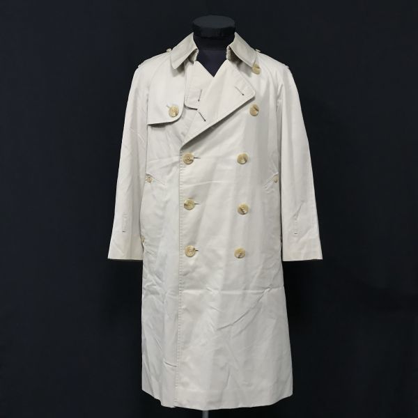 アクアスキュータム 裏地チェック柄|トレンチコート M|ライトベージュ センターベント|Aquascutum LONDON|Made in Japan◆BC185W<sale>