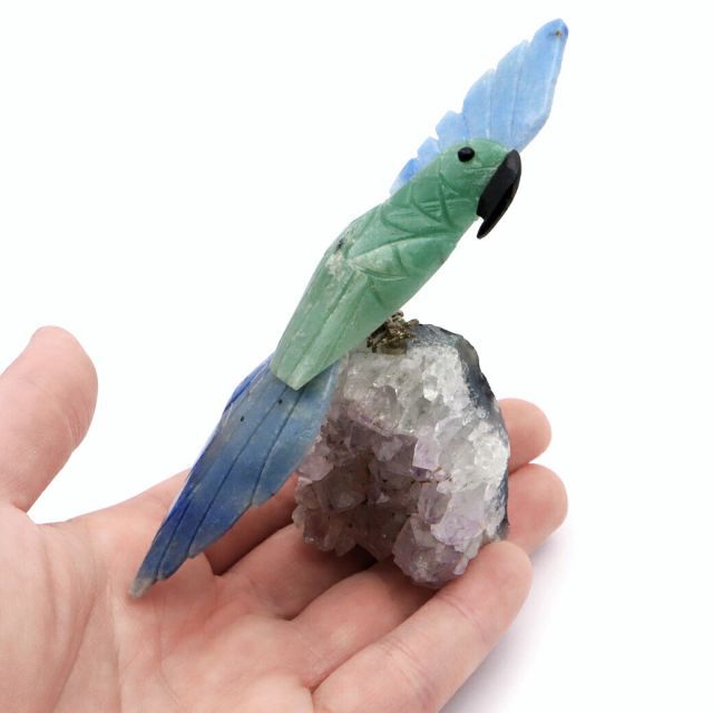天然石 鳥 置き物 オーナメント 宝石鳥 インコ インド翡翠 ソーダ