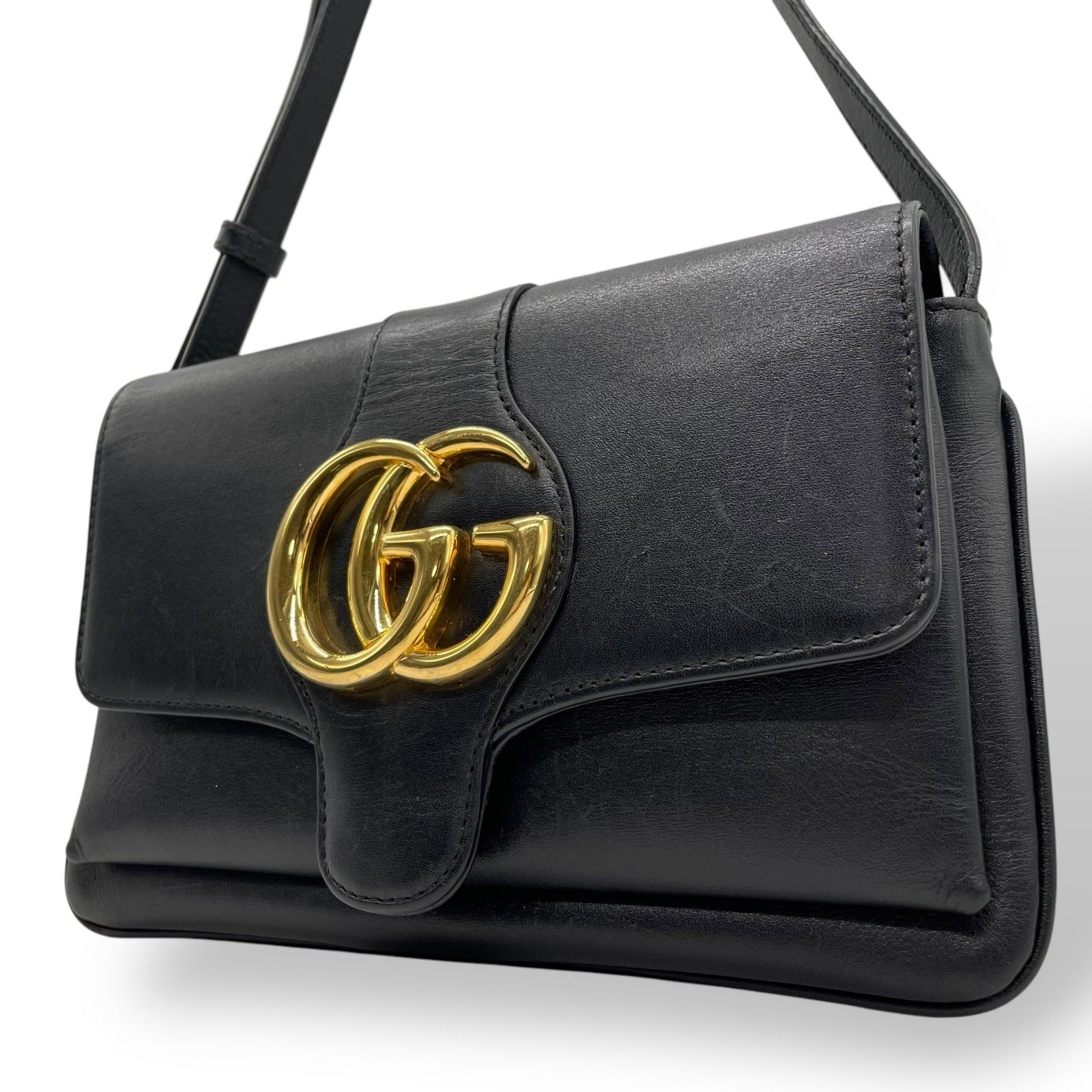 j85【美品】グッチGGマーモントレザーブラック2way ショルダー