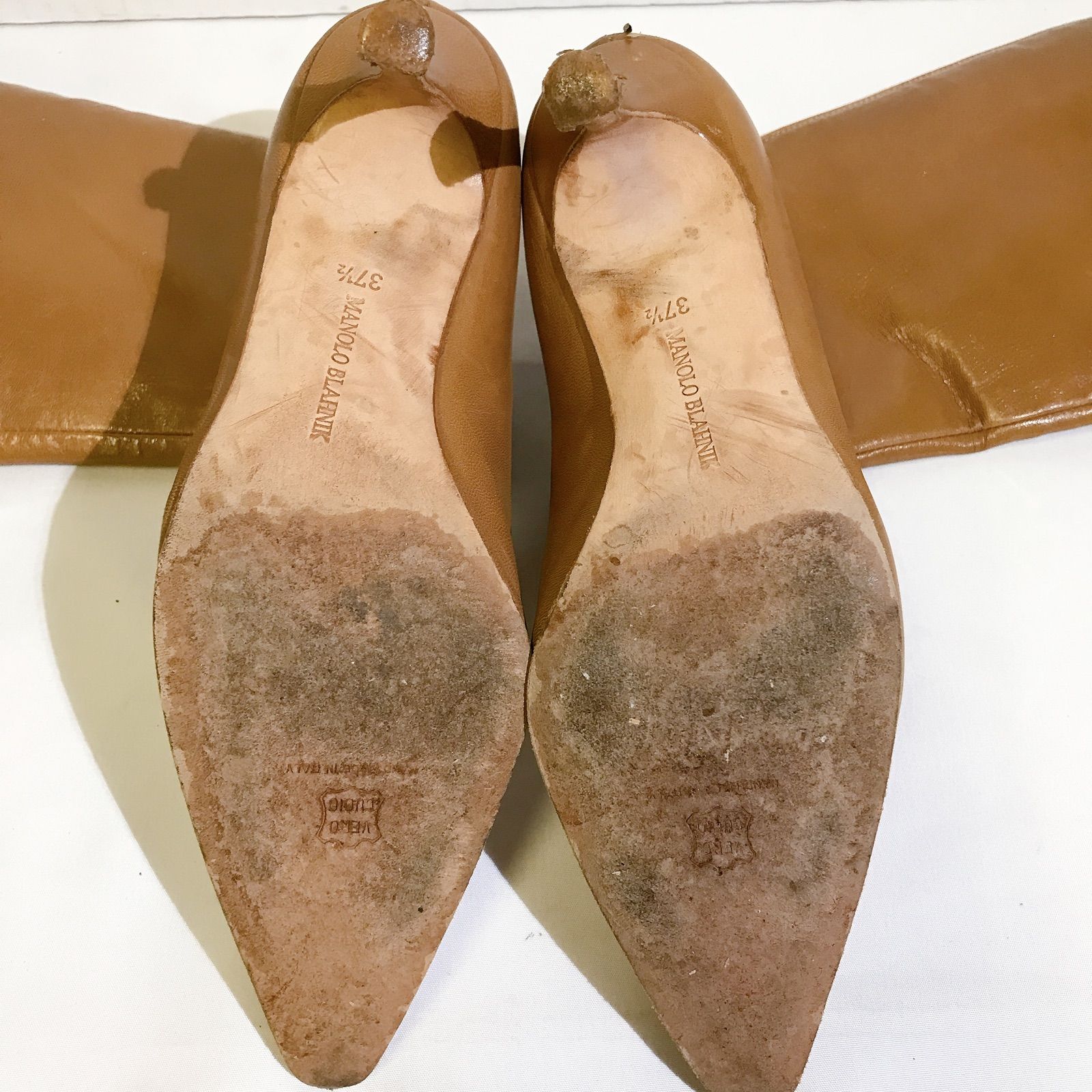 【美品】MANOLO BLAHNIK ブラウン スエード サイズ37柄デザイン無地