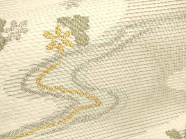 専用a448 正絹 夏帯 名古屋帯 流水　金糸 銀糸 着物 平和屋着物＊夏物 つけ帯 絽綴れ 流水草花文 金銀糸 正絹 逸品