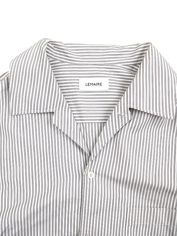 LEMAIRE ルメール 22SS CONVERTIBLE COLLAR LS SHIRT ストライプシャツ ...