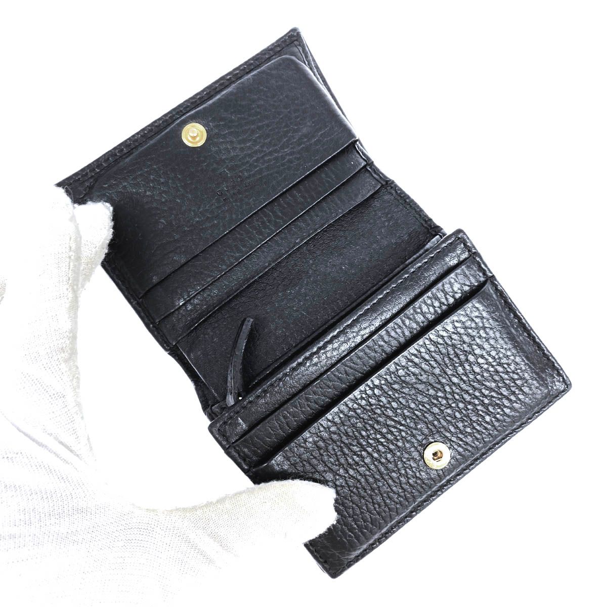 GUCCI グッチ プチマーモント 二つ折り 財布  456126 0416 ブラック レザー レディース 　241016001305 GUCCI グッチ プチマーモント 二つ折り 財布 456126 0416 ブラック