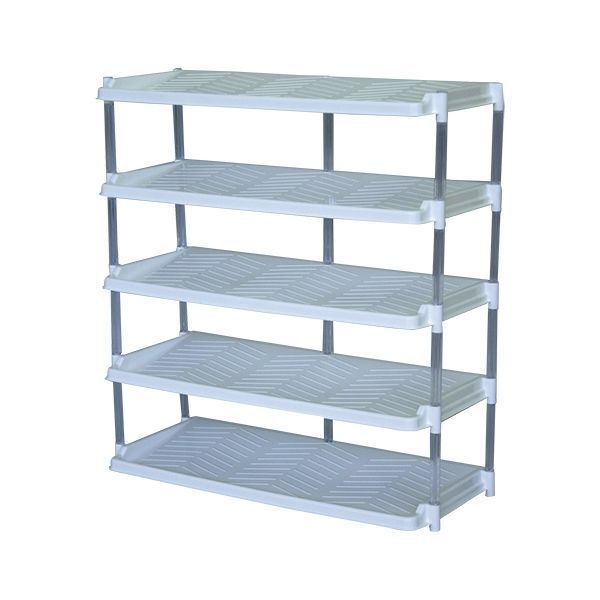 平和工業 クリスタルシューズラックトリプル5段 ホワイト 組立式