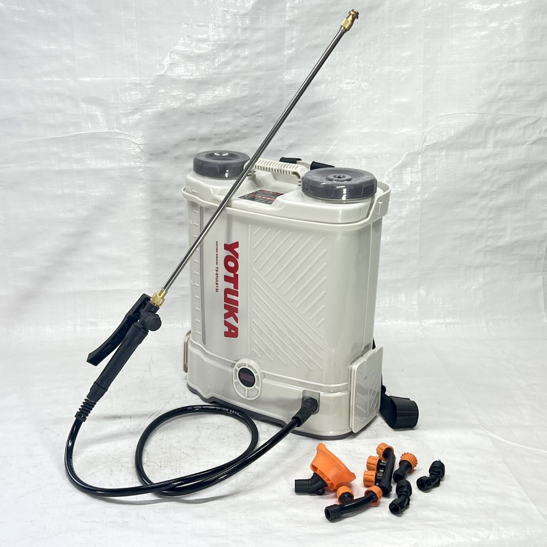 電動噴霧器 背負い式 12L バッテリー式 ノズル6種付 かき混ぜ機能付き ホワイト YS-EFULB12L 490