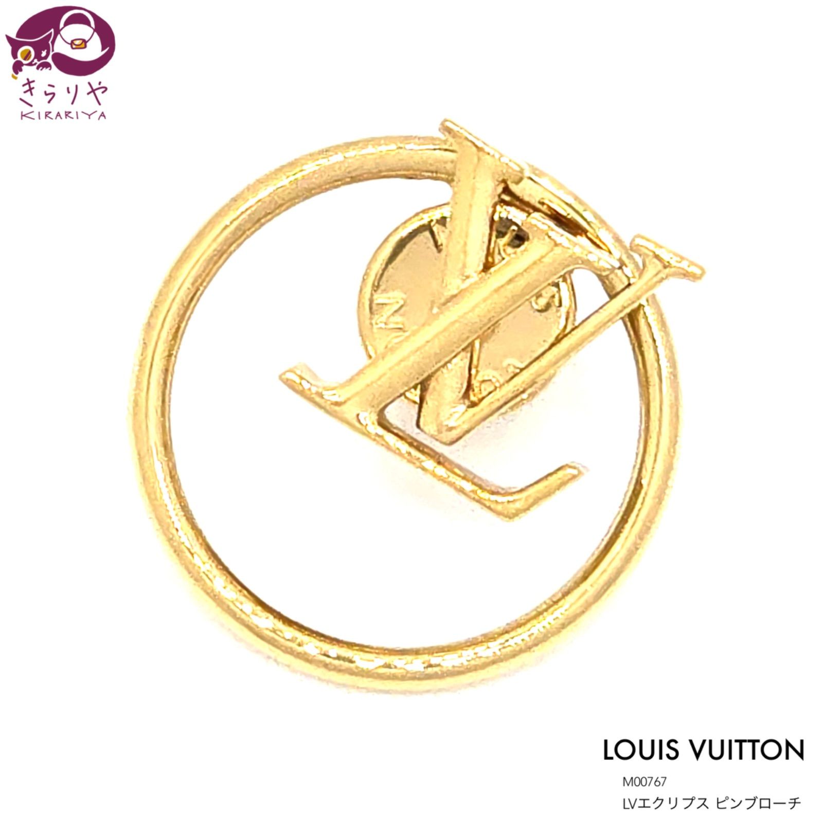 LOUIS VUITTON ルイヴィトン M00767 LV エクリプス ピン ブローチ ピン バッジ ゴールド メタル LE1252 イタリア製