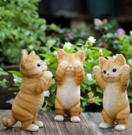 3個セット 猫ちゃん 置物 ガーデンオブジェ 庭 オーナメント 屋外 玄関