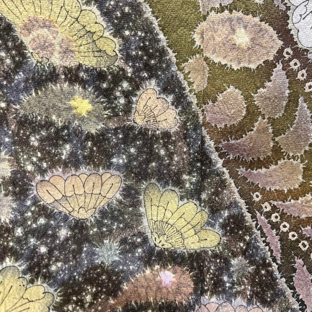 吉乃一廉 辻ヶ花 竹 絞り リーフ ワインレッド 着物 032a d - メルカリ