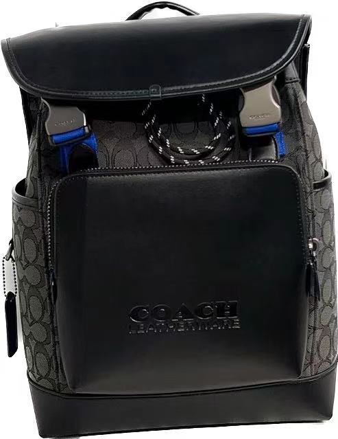 COACH コーチC2662リーグカラーブロックフラップバックパックリュックブラック