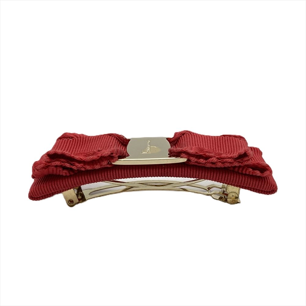 フェラガモ Ferragamo ヴァラ バレッタ ヘアクリップ レッド ゴールド 