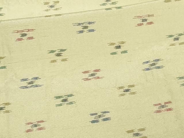 平和屋着物▽上質な紬 単衣 吉祥花文 正絹 逸品 未使用