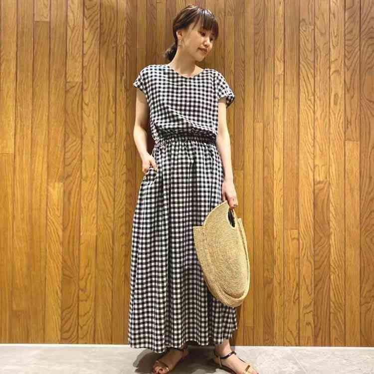 フレア 前後使える 送料無料 ウエストゴム 柄 フレンチスリーブ