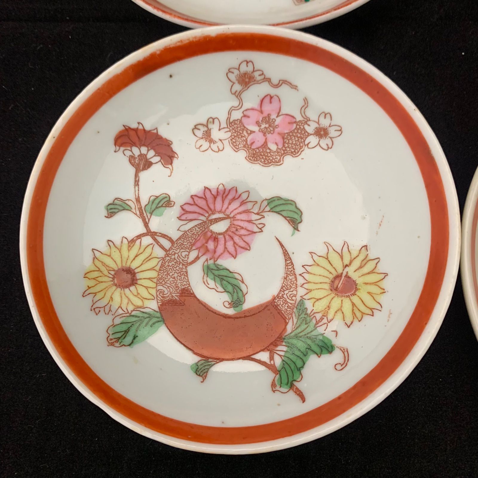 江戸〜明治時代　小皿　骨董品　アンティーク 江戸〜明治 小皿 骨董品 和食器 絵皿 赤絵 印判手 色絵 6枚