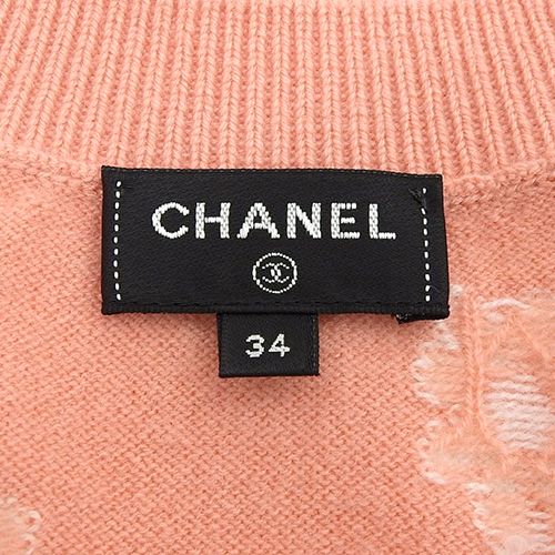 CHANEL(シャネル) ココマーク 花柄カーディガン トップス P72 アパレル ニット 34 カシミヤ ピンク ホワイト白 40802146664【アラモード】 CHANEL(シャネル) ココマーク 花柄カーディガン トップス P72