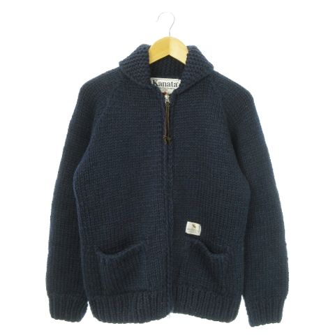 ネイバーフッド NEIGHBORHOOD × カナタ KANATA カウチン ニット セーター ジャケット ダブルジップ ウール M 紺 ネイビー 152KHKAN-KNM01 /AO11 GY12