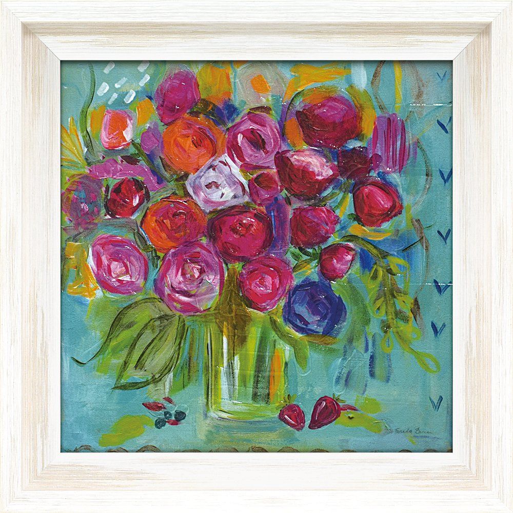 絵画 ファリダ ザマン「ピンク ピオニー」/インテリア 額入り 額装込 風景画 油絵 ポスター アート アートパネル リビング 玄関 プレゼント モダン アートフレーム 飾る Mサイズ おしゃれ 壁掛け 絵