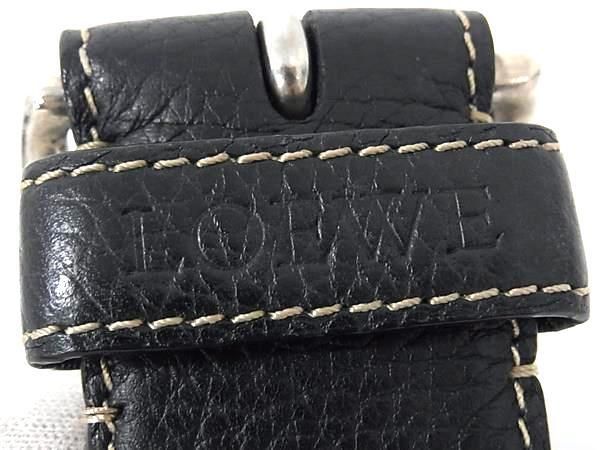 LOEWE ロエベ ベルト - ブラック レザー ユニセックス シルバー