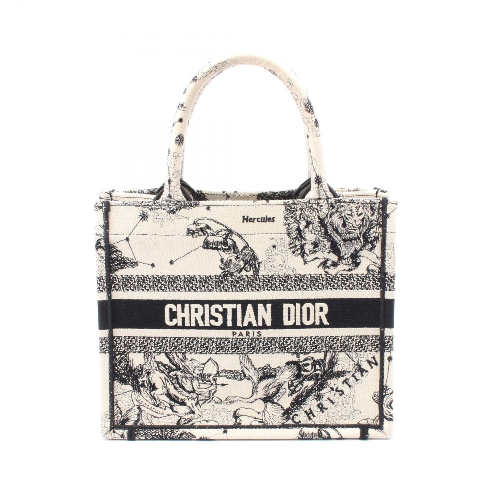 ディオール Dior トートバッグ BOOK TOTE ブックトート スモール M1265ZRHZ ブラック|ホワイト キャンバス ブックトート スモール レディース Used A