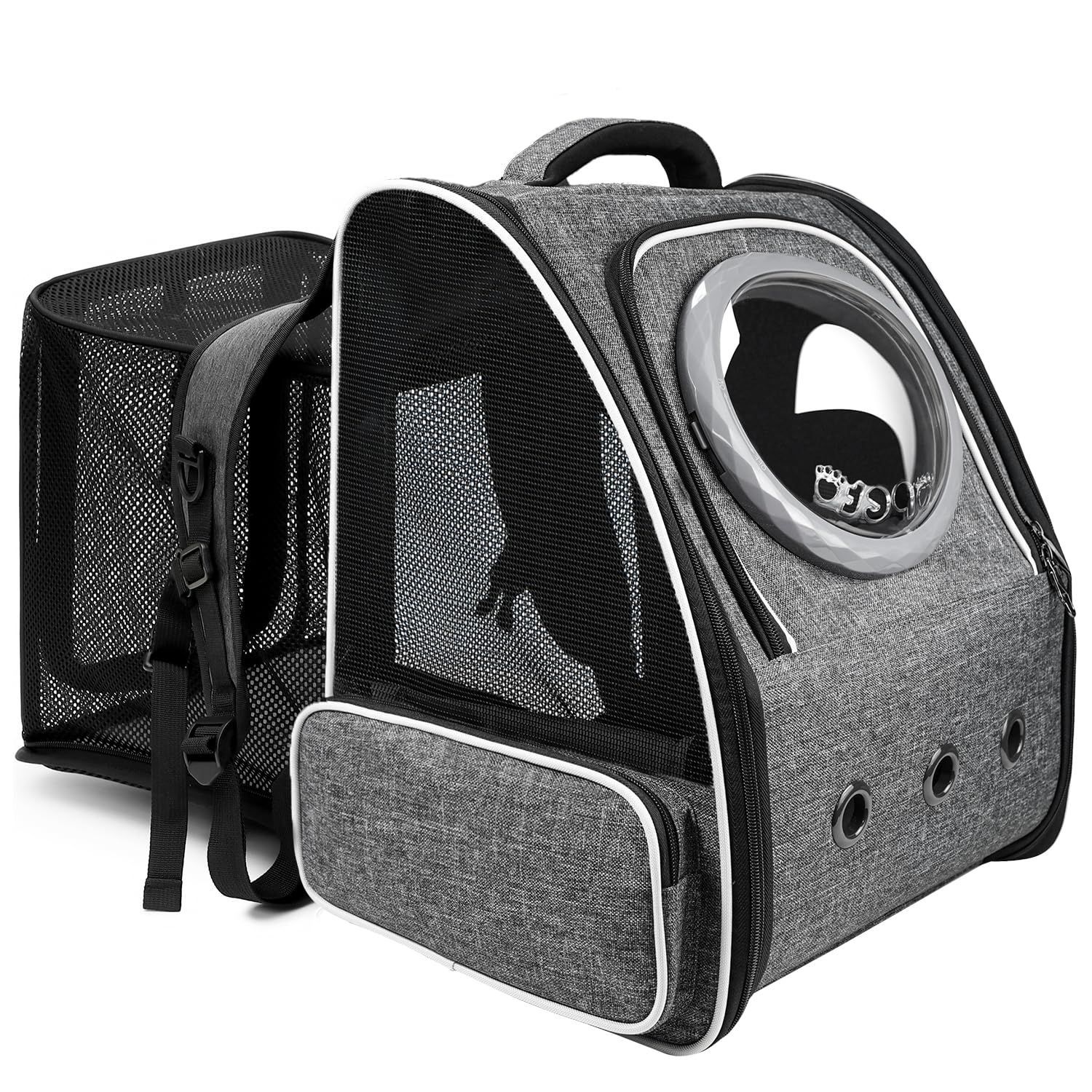 大容量 通気性 折りたたみ リュック リュック 宇宙船 猫 猫 小型犬 旅行|通院|お出かけ|災害避難用 2種類の窓付き カーテン付き ペットハウス 拡張 バッグ キャリー 猫バッグ ペット 犬 Okiki