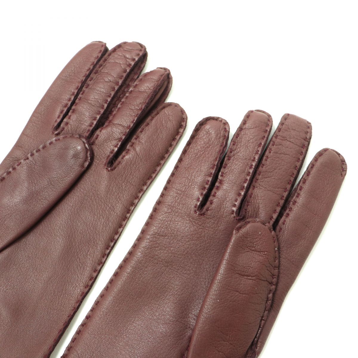 美品☆HERMES エルメス セリエボタン付き レザーグローブ／手袋