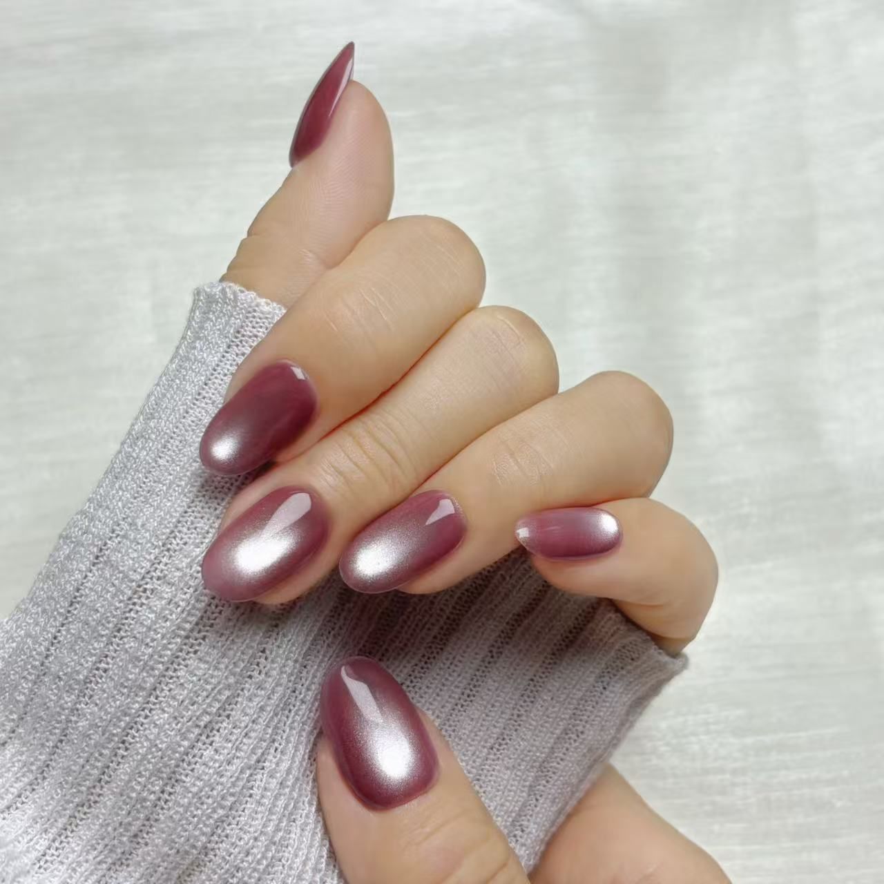 [Spring Fair] OHMI GALLERY Magnetic Nail Tips, Short Oval, One Color, 100% Handmade, Luxurious, Unisex, NTSOMSC, Rose Jelly