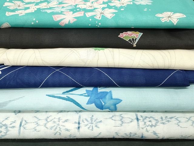 平和屋本店□夏物 小紋 絽 紗 洗える着物 まとめて20点 蝶 花柄 暈し