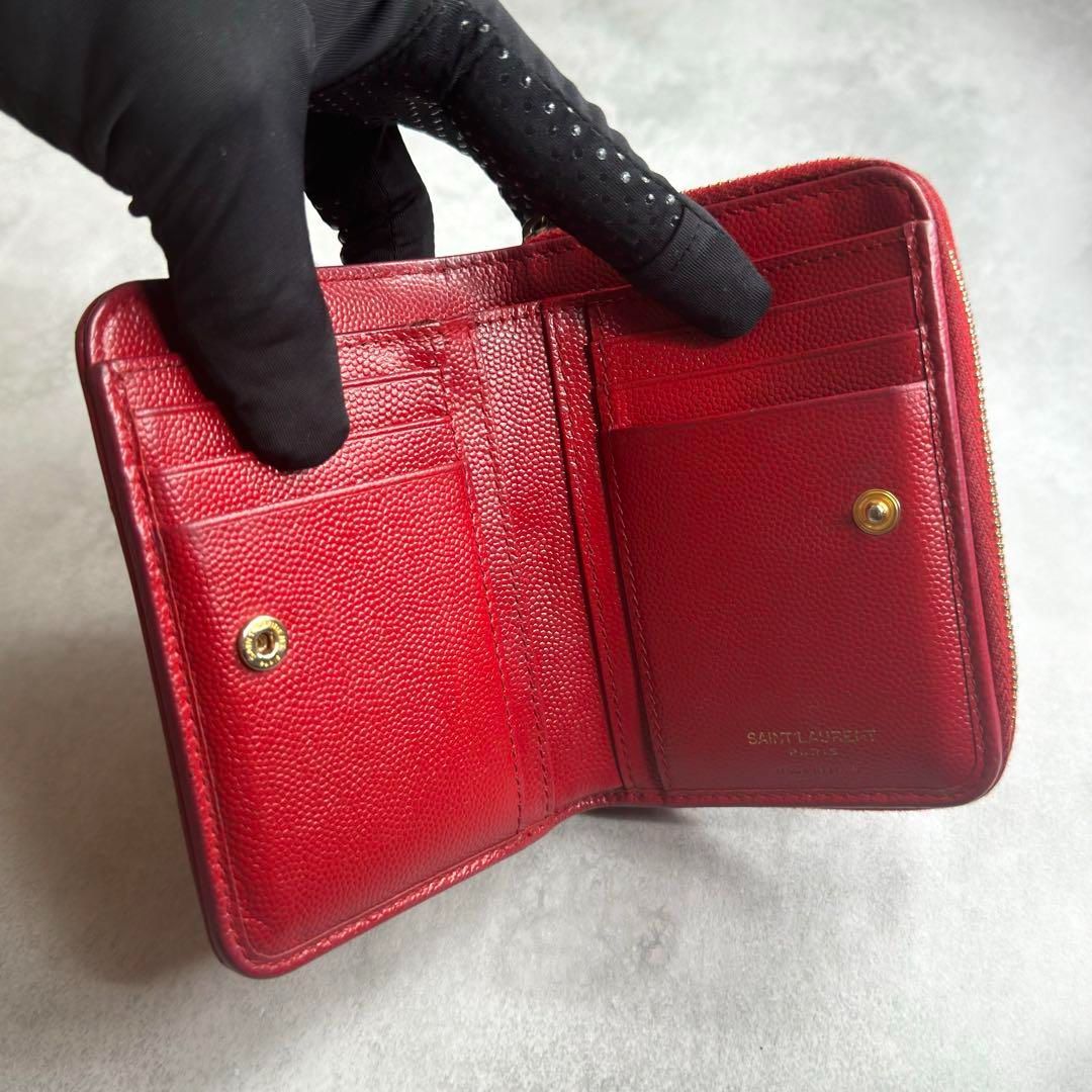 ✨美品✨】 サンローラン マネークリップ カーフスキン ブラウン 付属