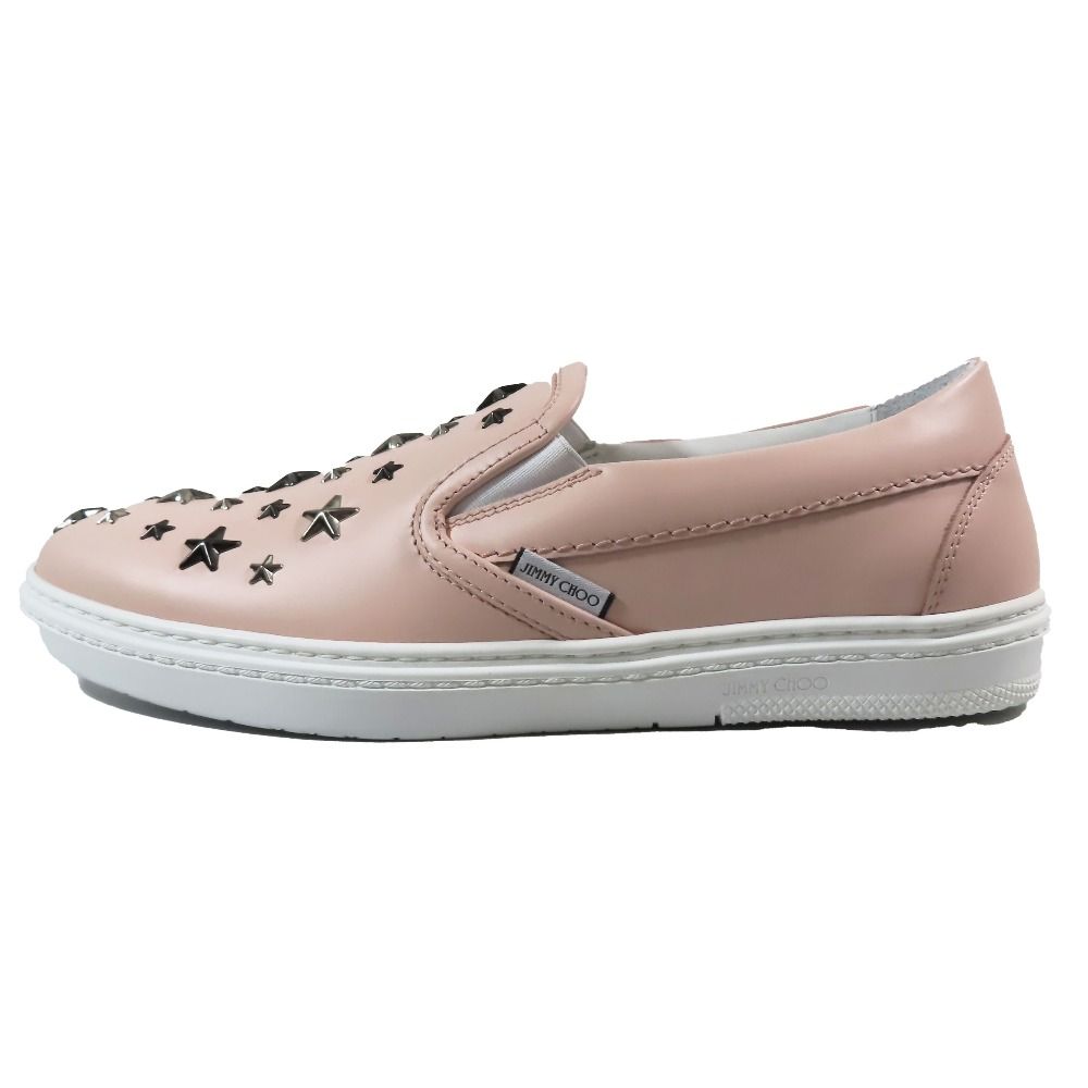 JIMMY CHOO ジミーチュウ スタースタッズ スリッポン レザ ローカット スニーカー 靴 シューズ 40.5 ピンク メンズ 古着