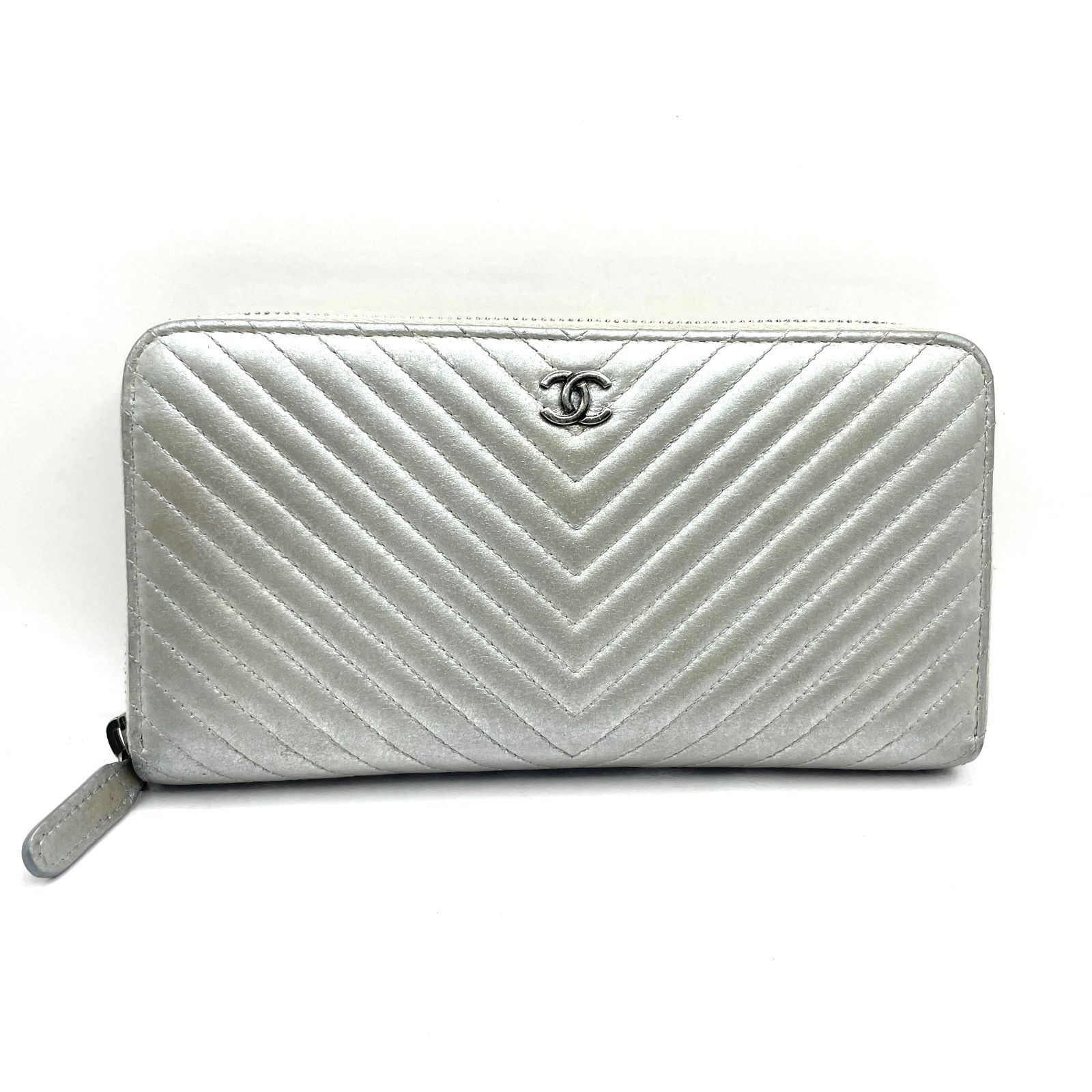 312】極美品 CHANEL/シャネル ラムスキン Vステッチ シェブロン 