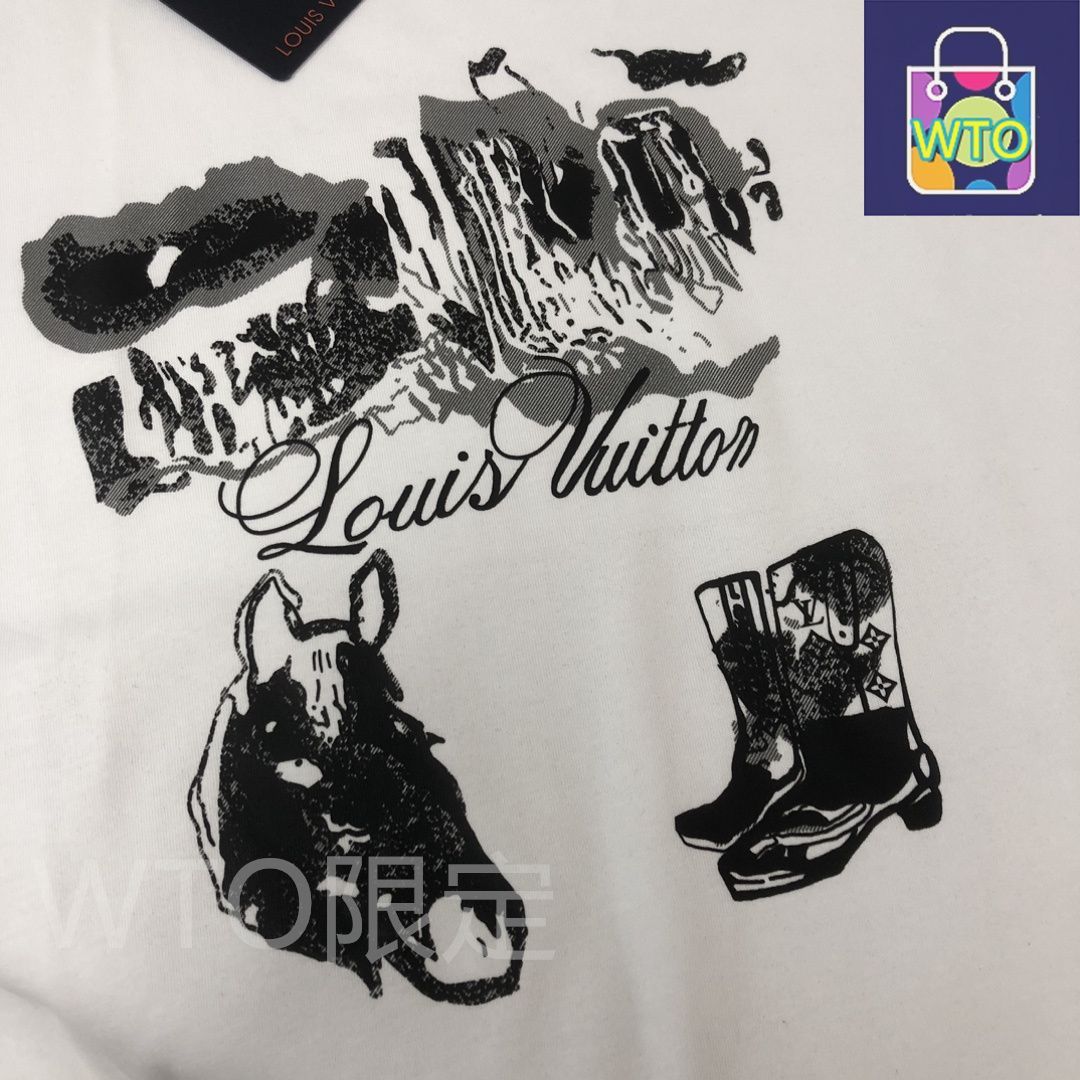 ヴィトン♡ ロゴプリント 半袖今日限定セール 本日限定特価】Louis Vuitton 春夏 ロゴプリントTシャツ [本日
